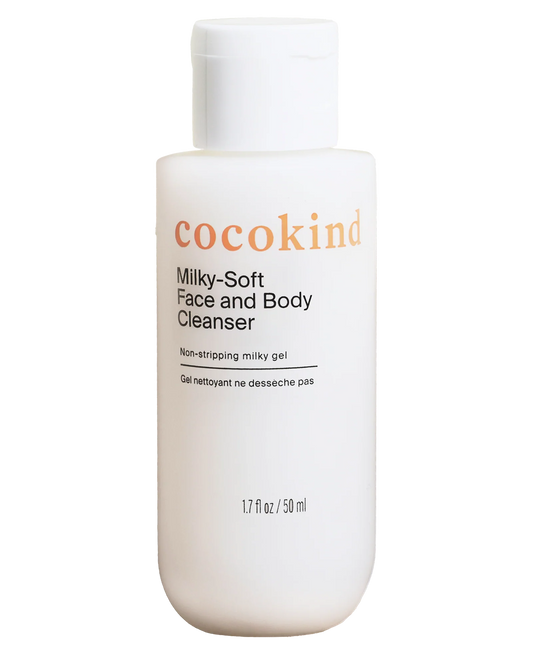 travel-size milky-soft face and body cleanser