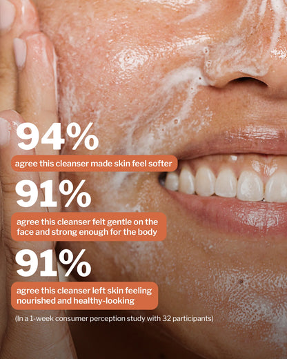 milky-soft face and body cleanser